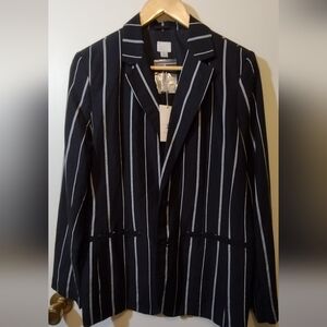 A New Day Black and White Striped Blazer New With Tags